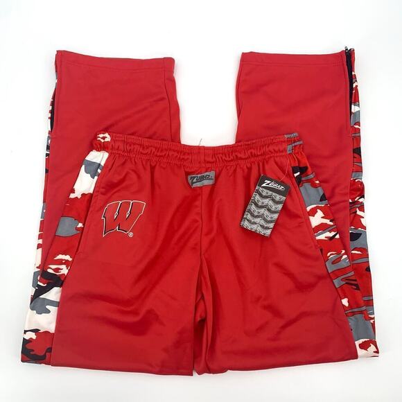 Zubaz NWT WI Badger Red White Camo Detail Stadium Dorm Pants Men’s Size Medium - Picture 1 of 11